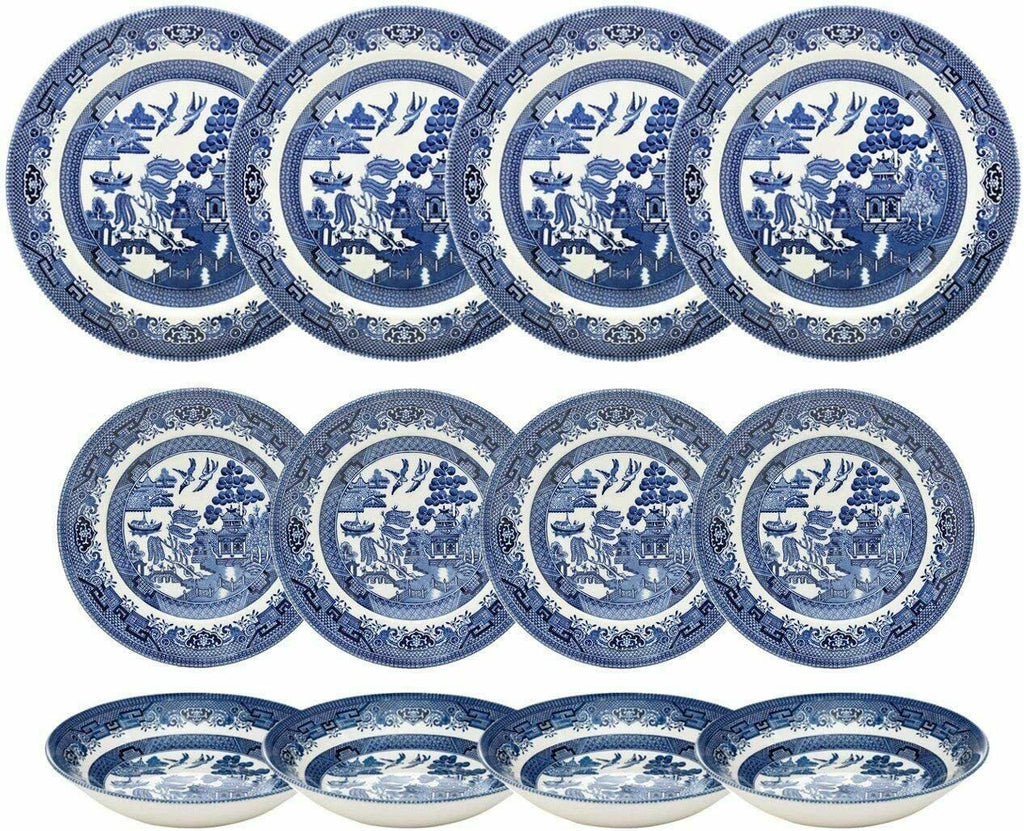 Image - Churchill Blue Willow 12 Piece Dinnerware Set