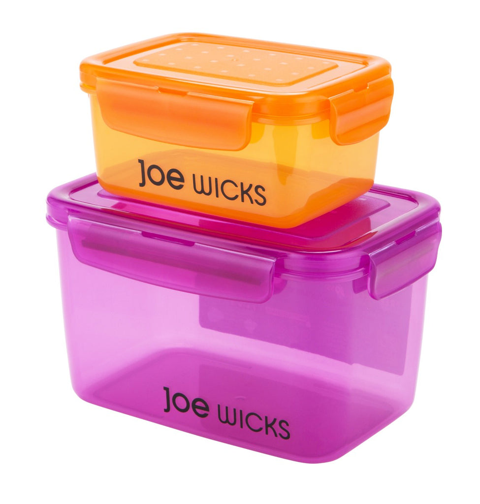 Image - Joe Wicks 2 Piece Locking Food Containers, 500ml + 1500ml, Raspberry and Orange