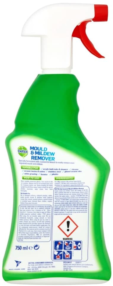 Image - Dettol Mould and Mildew Remover Spray Home Cleaning, 750ml, Green