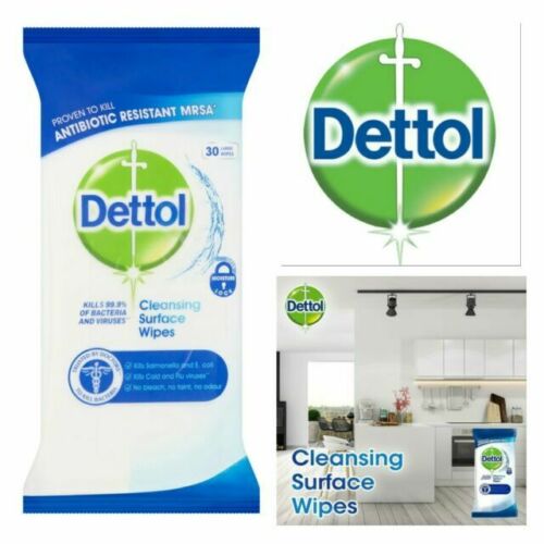 Image - Dettol Cleansing Surface Wipes Home Bathroom Cleaning, 30pcs, White