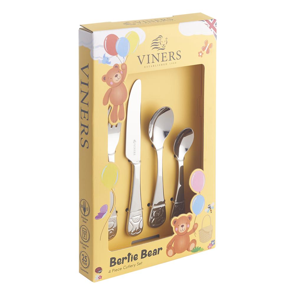 Image - Viners Bertie Bear 4 Piece Kids Stainless Steel Cutlery Set
