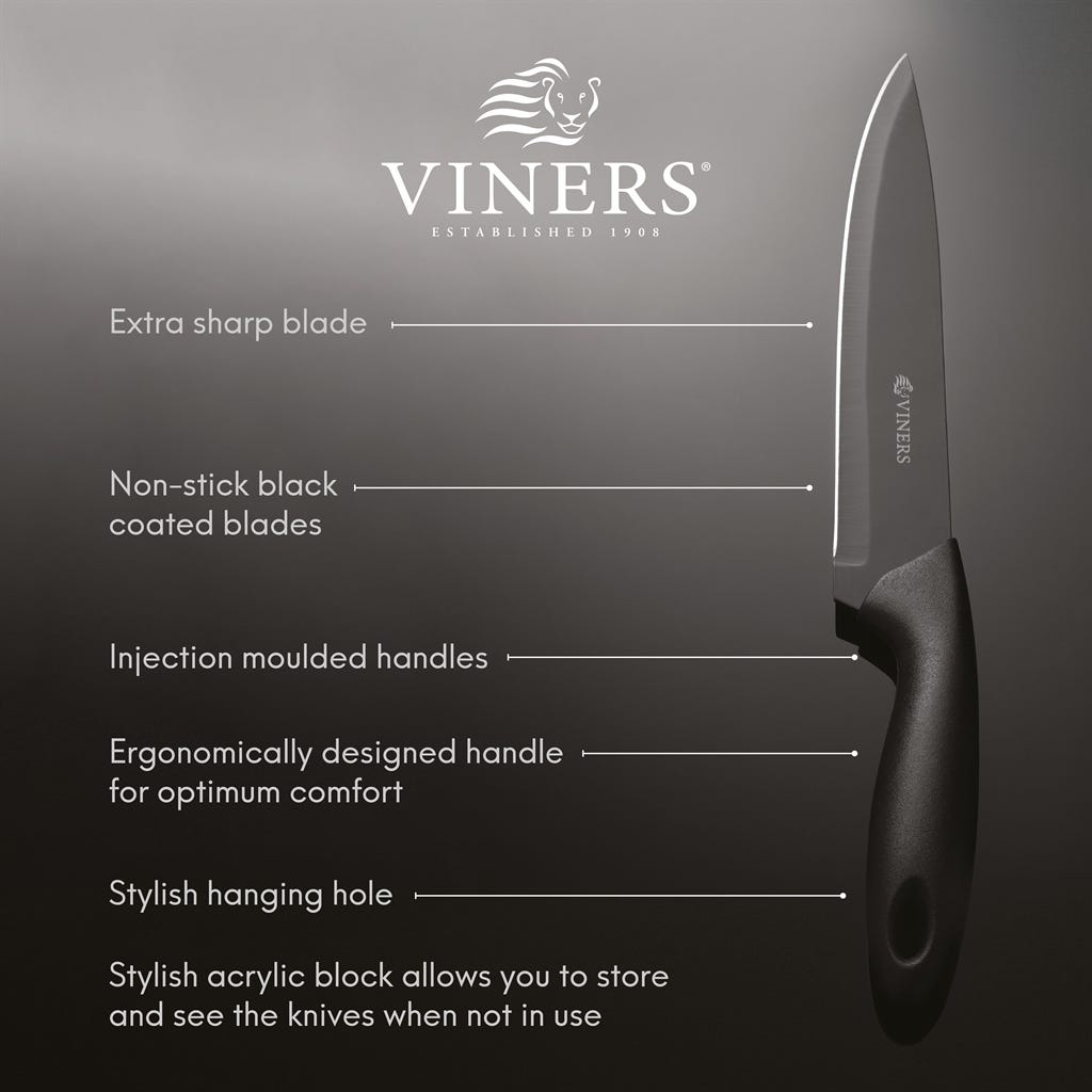 Image - Viners Silhouette 6pc Black Knife Block Set Giftbox