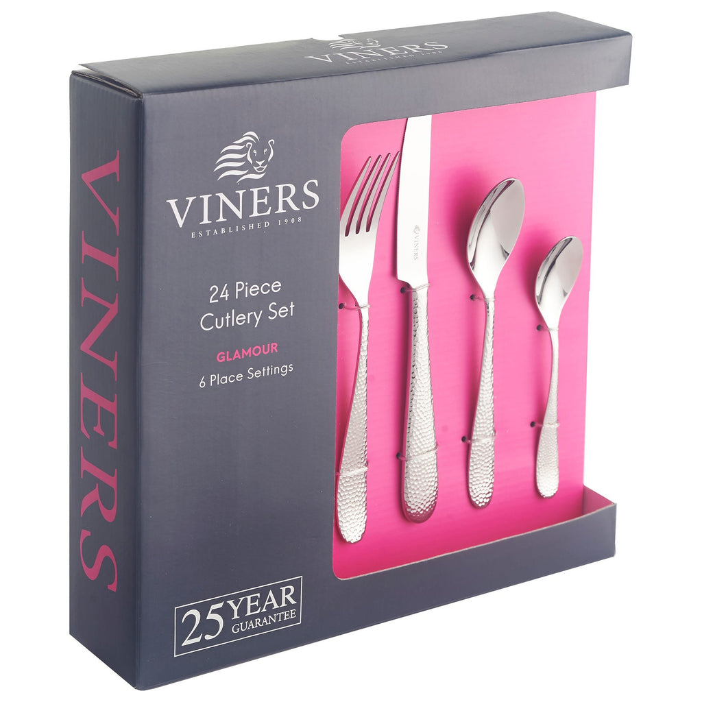 Image - Viners Glamour Stainless Steel 18.0 Cutlery Set in Gift Box, 24 Piece, Silver