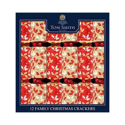 Image - Tom Smith Foliage Christmas Crackers, Set of 12, Red & Gold
