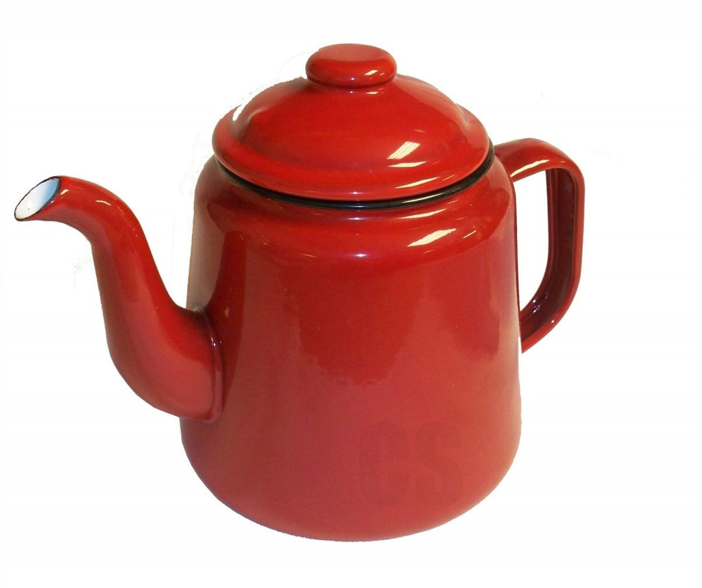 Image - Falcon Enamel Tea Pot with Handle & Lid Teapot, 1.5L, Red