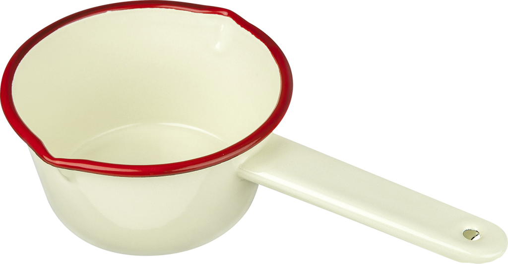 Image - Falcon Enamel Milk Pan Cream with Red Trim, 14cm