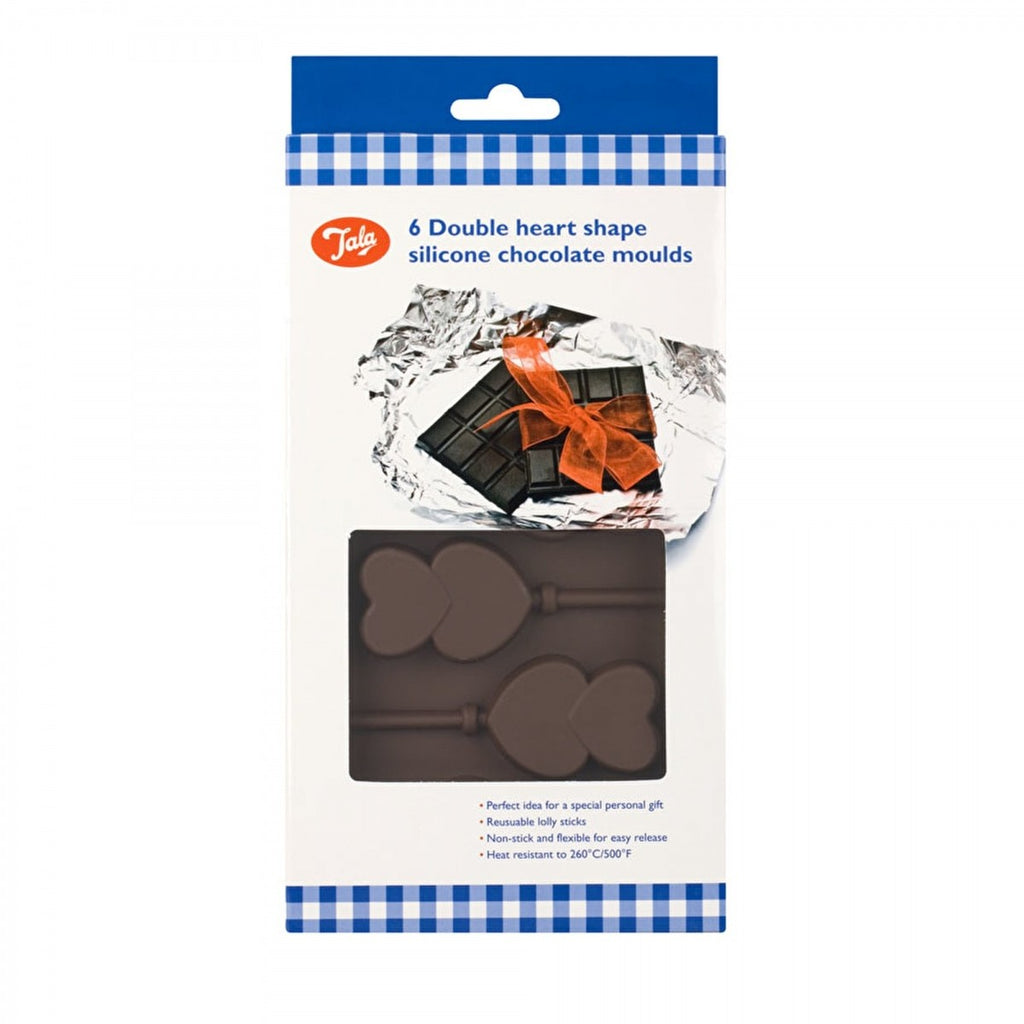 Image - Tala 6 Double Heart Shape Silicone Chocolate Moulds