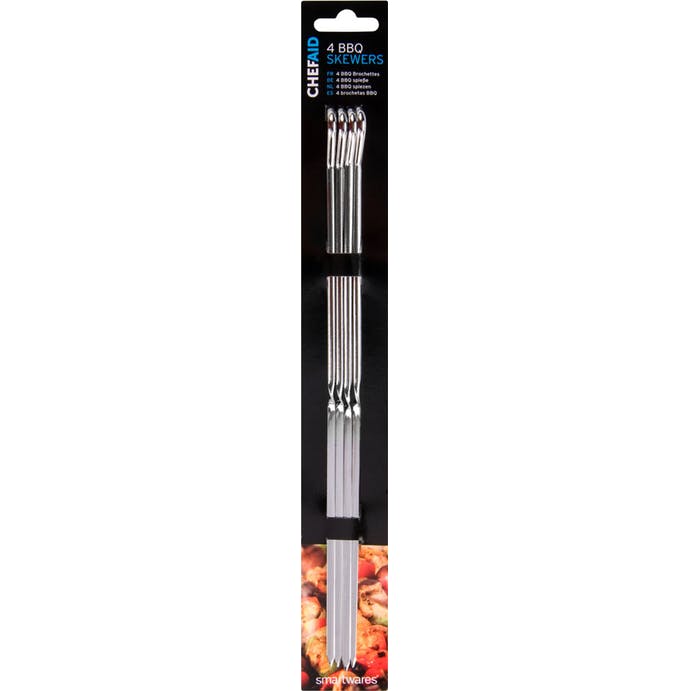 Image - Chef Aid Barbecue Skewers, Set of 4, Chrome