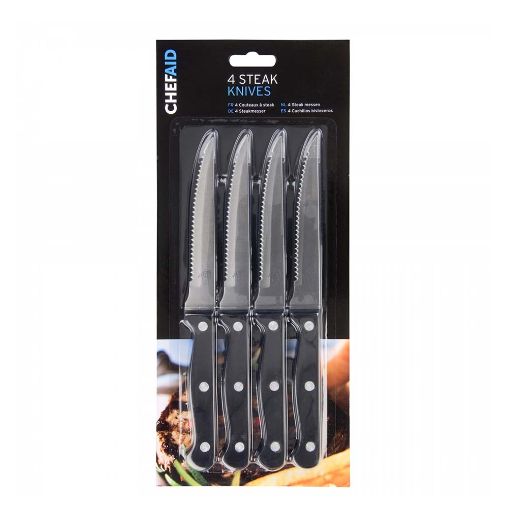 Image - Chef Aid Steak Knives, Set of 4, Black