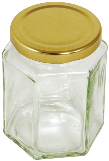 Image - Tala Hexagonal Shaped Glass Preserving Jar with Gold Screw Top Lid, 110ml