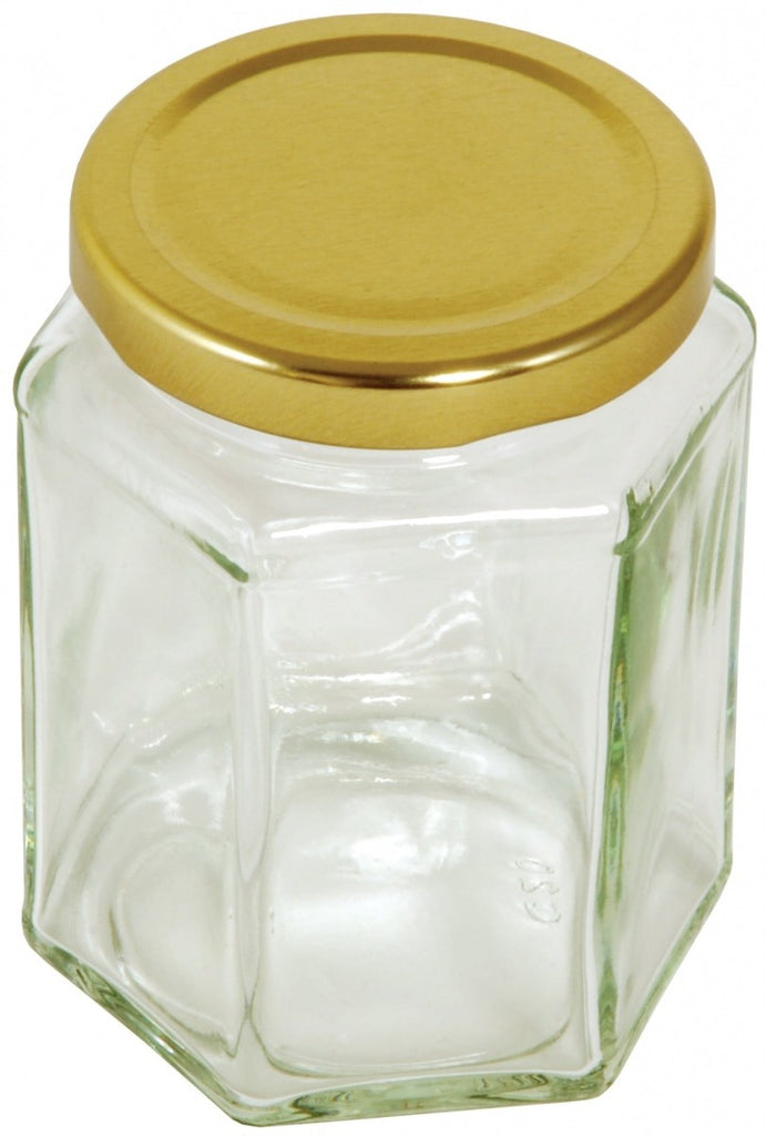 Image - Tala Hexagonal Shaped Glass Preserving Jar with Gold Screw Top Lid, 228gm