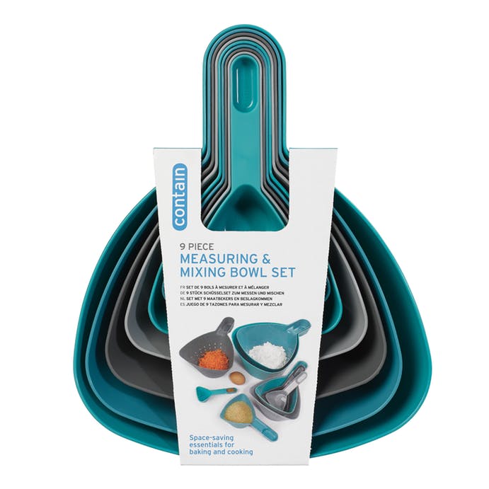 Image - George East Contain 9 piece Mixing and Measuring Set, Aqua and Grey