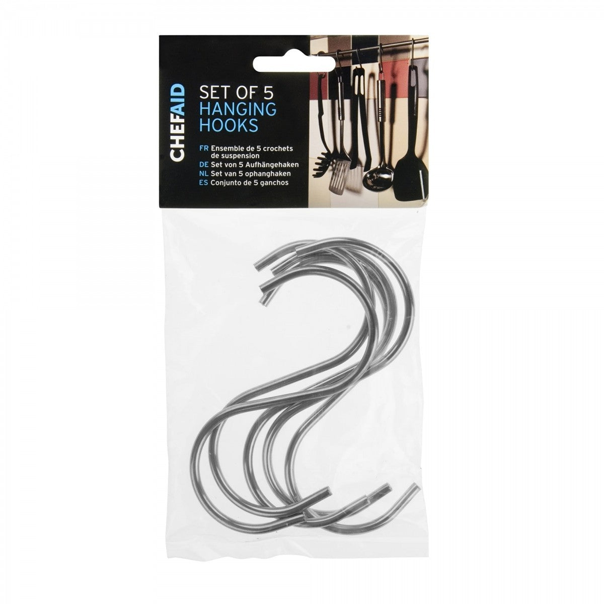 Chef Aid Hanging Hooks, Pack of 5, Stainless Steel