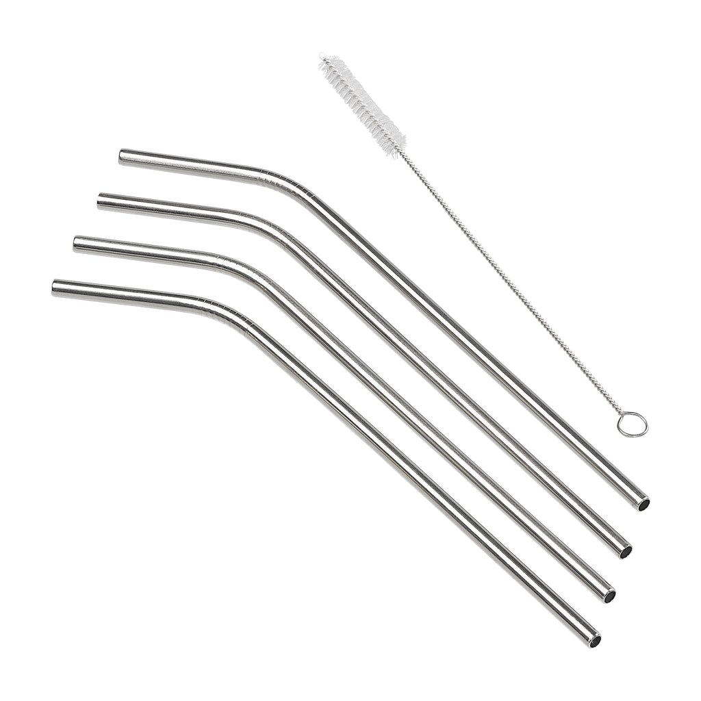 Image - Tala 4 Stainless Steel Straws With Cleaning Brush