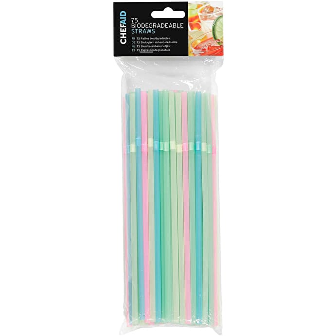 Chef Aid, 75 Biodegradable Straws, Assorted
