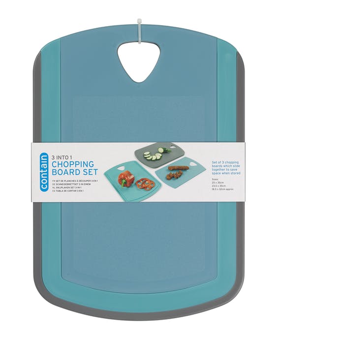 Image - George East Contain 3 into 1 Chopping Board Set, Aqua