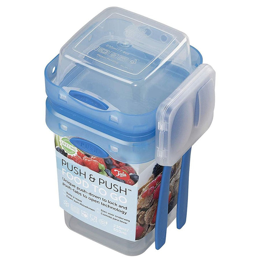Image - Tala Push & Push Fresh Box with Cutlery Twin Pack, Blue