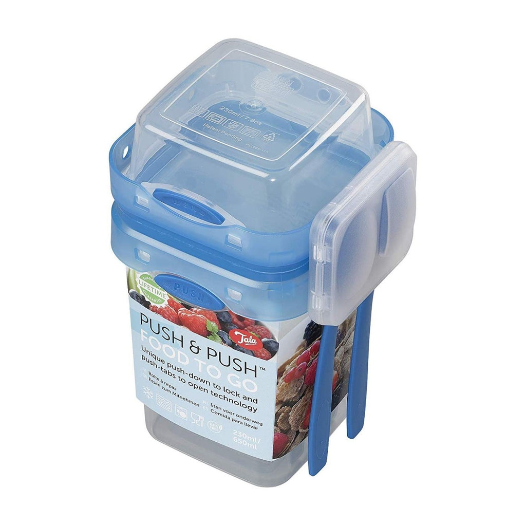 Image - Tala Push & Push Fresh Box with Cutlery Twin Pack, Blue