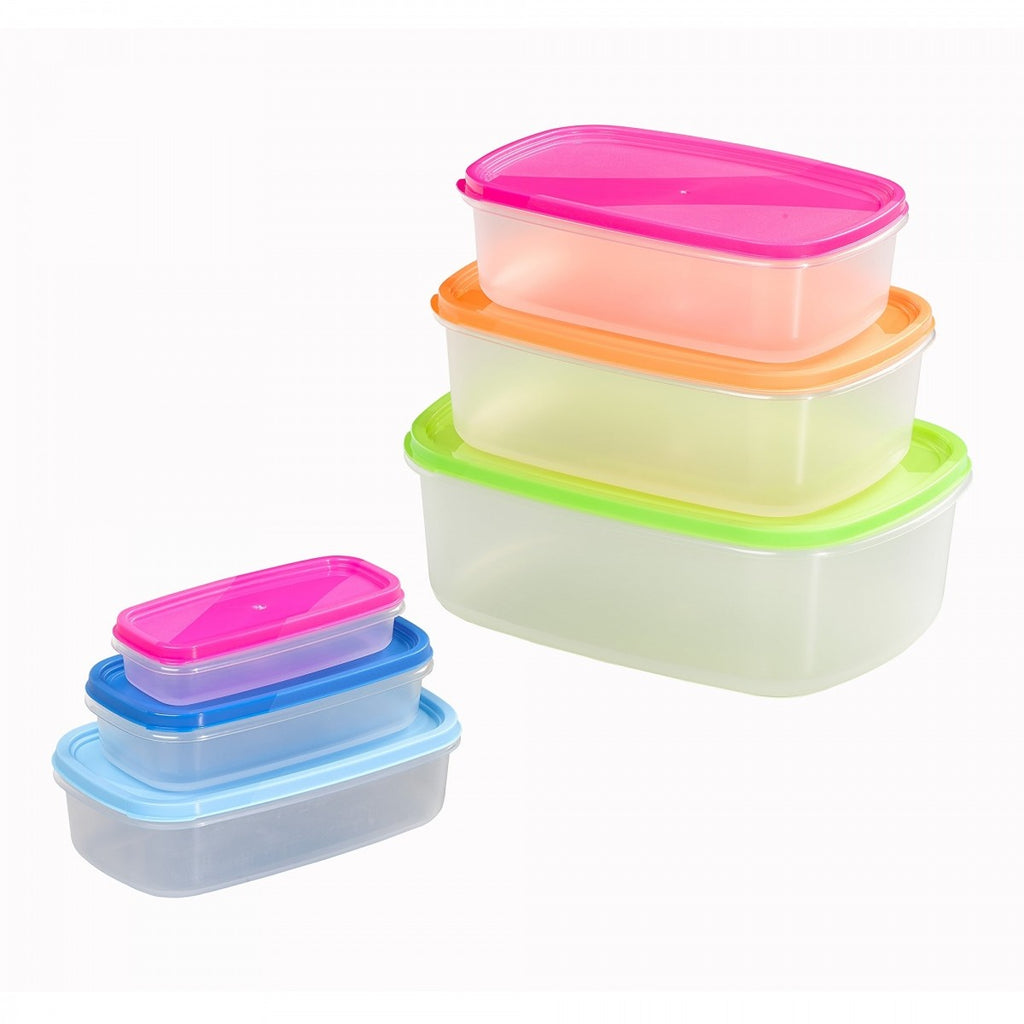 Image - Chef Aid Rectangular Plastic Storage Containers Set, 6pcs, Multi-Colour