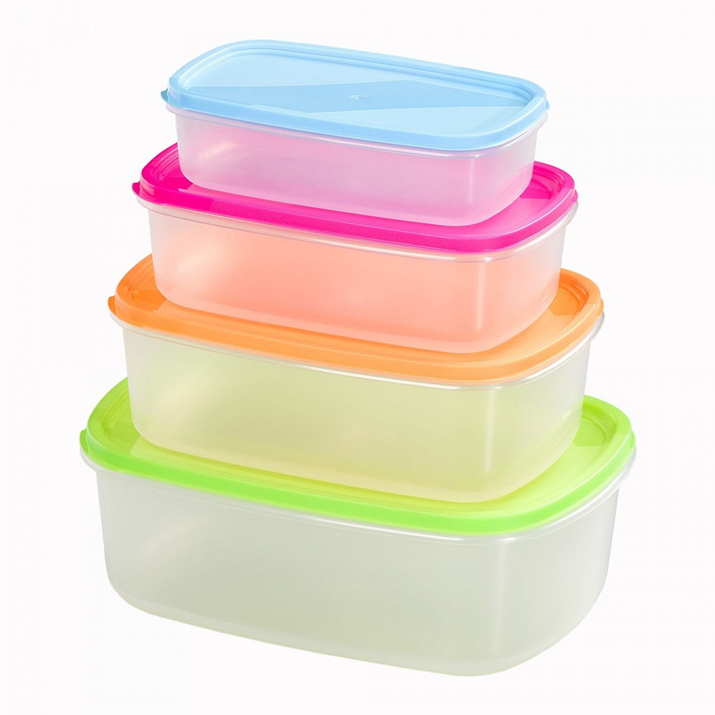 Image - Chef Aid Rectangular Storage Containers with Colour Lids, 4pcs