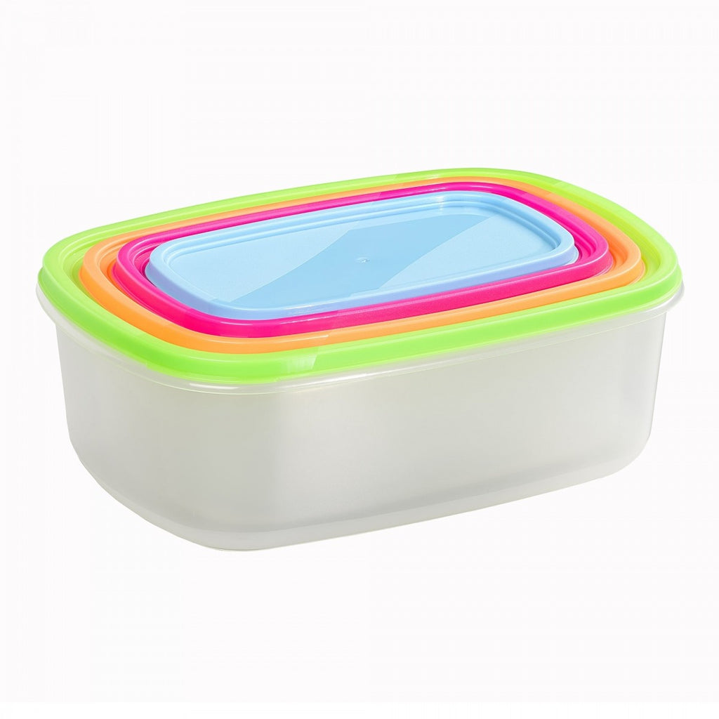 Image - Chef Aid Rectangular Storage Containers with Colour Lids, 4pcs