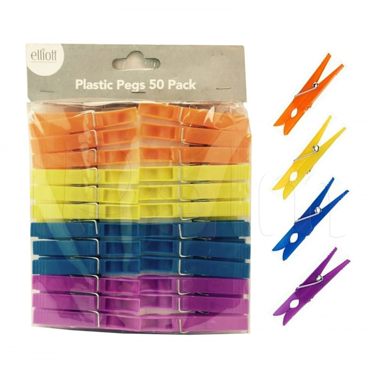 Image - Elliott Plastic Pegs Set, 50pcs, Multicolour