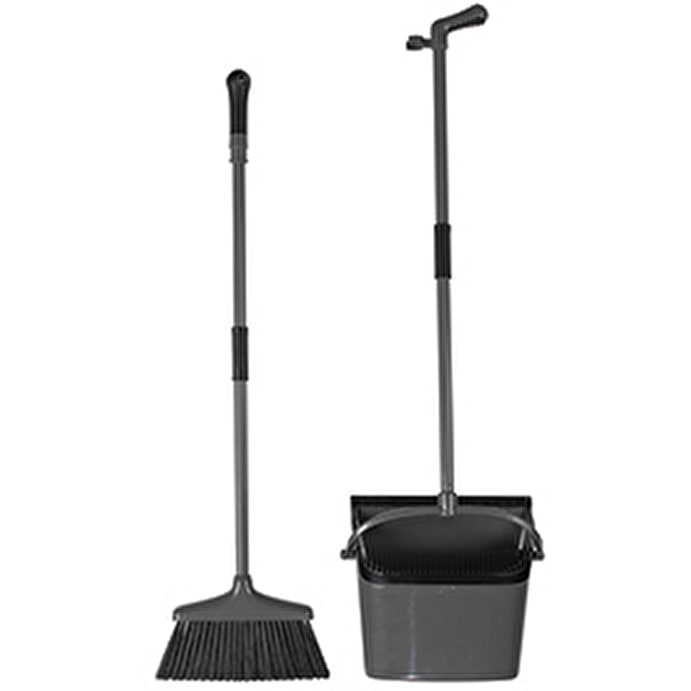 Image - Elliott Long Handled Dustpan & Brush with Comb Catcher, Black