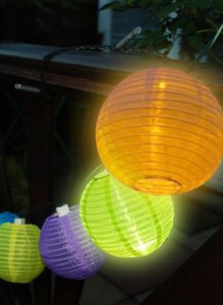 Image - Kingfisher Solar Paneled LED Chinese Lanterns, Pack of 10