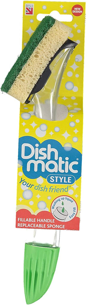 Image - Dish Matic Fillable Handle Washing Up Sponge, Green