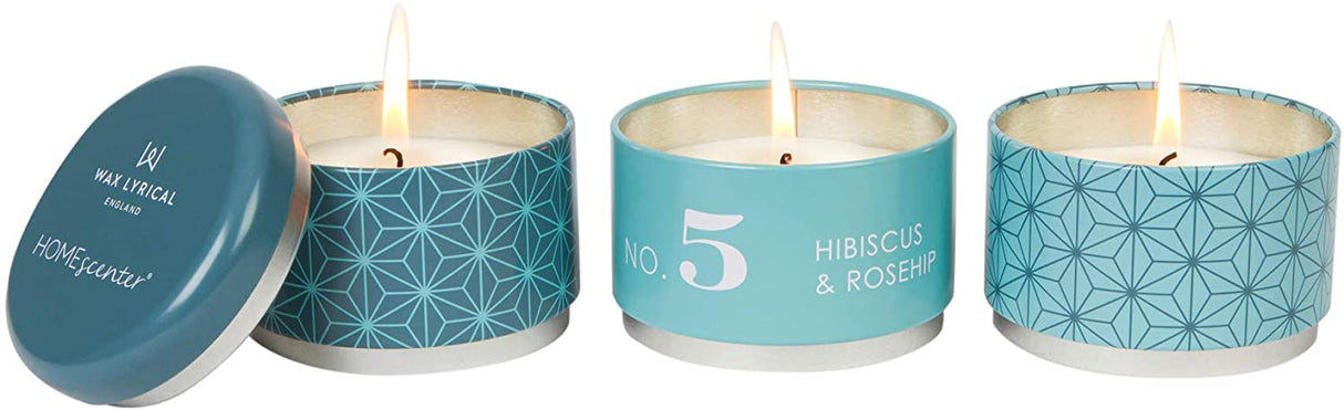 Image - Wax Lyrical HomeScenter Hibiscus & Rosehip Set of 3 Stacking Tin Candles