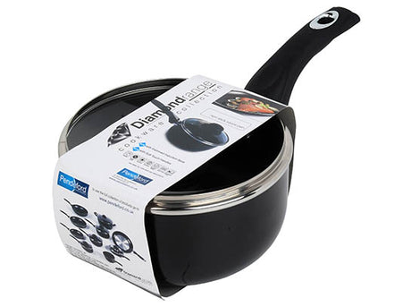 Image - Pendeford Diamond Range 18cm Non Stick Sauce Pan & Lid, Black