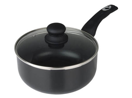 Image - Pendeford Diamond Range 18cm Non Stick Sauce Pan & Lid, Black
