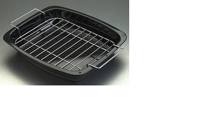 Image - Pendeford Vitreous Enamel Bakeware Turkey Roaster with Rack, 34x29cm, Black