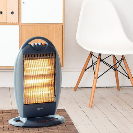 Image - Igenix Electric Halogen Heater, 3 Heat Settings, 1200W, Grey