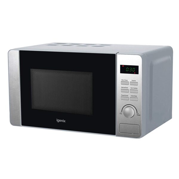 Image - Igenix Digital Microwave, 60 Minute Timer, 20 Litre, 800W, Stainless Steel