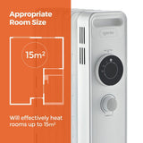 Image - Igenix Oil Filled Radiator, 1.5kW/1500W, Overheat Protection, White