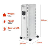 Image - Igenix Oil Filled Radiator, 1.5kW/1500W, Overheat Protection, White