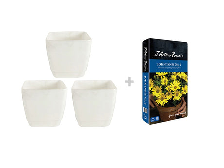 Image - Whitefurze Indoor Square Pots  + J. Arthur Bower's 25L Compost Bundle