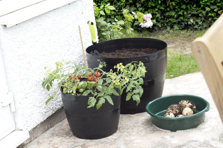 Image - Whitefurze Barrel Planter, 34cm, Black