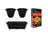 Image - Whitefurze Bell Black Planters + Trough +  J. Arthur Bower's 50L Compost Bundle