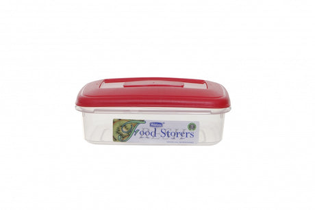 Image - WhiteFurze Rectangular Food Storage Box, 0.8L, Red Lid