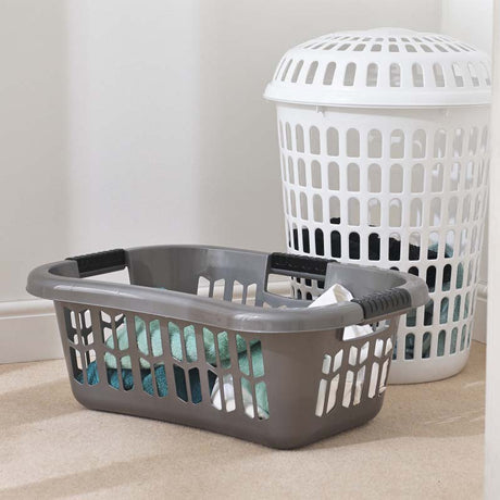 Image - Whitefurze Easy Grip Rectangular Laundry Basket, Black