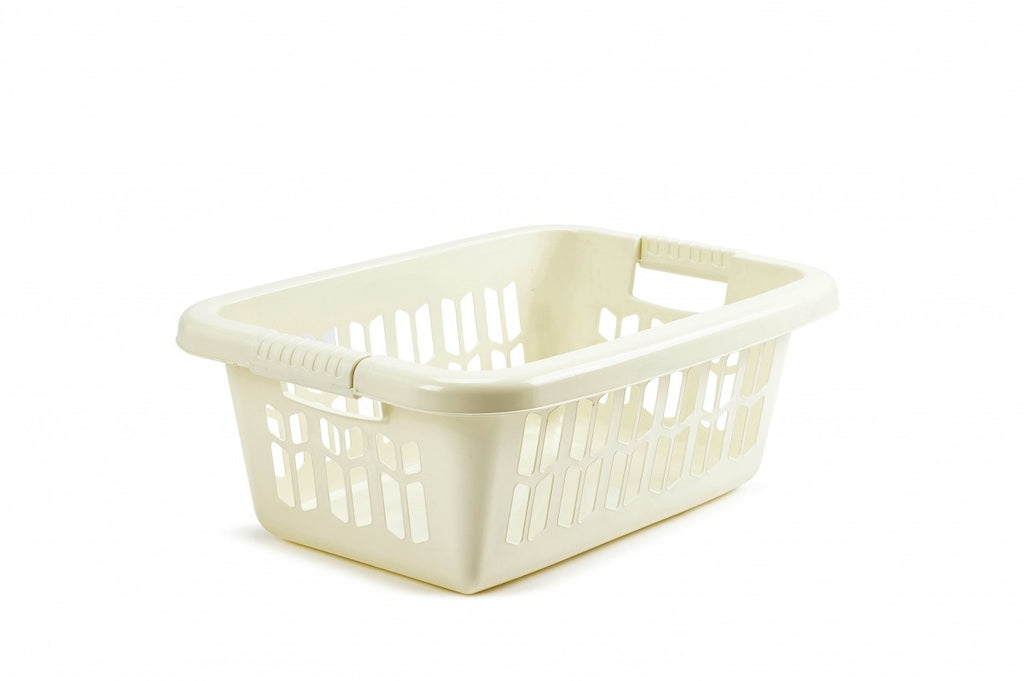 Image - Whitefurze Easy Grip Rectangular Laundry Basket, 65cm, Cream