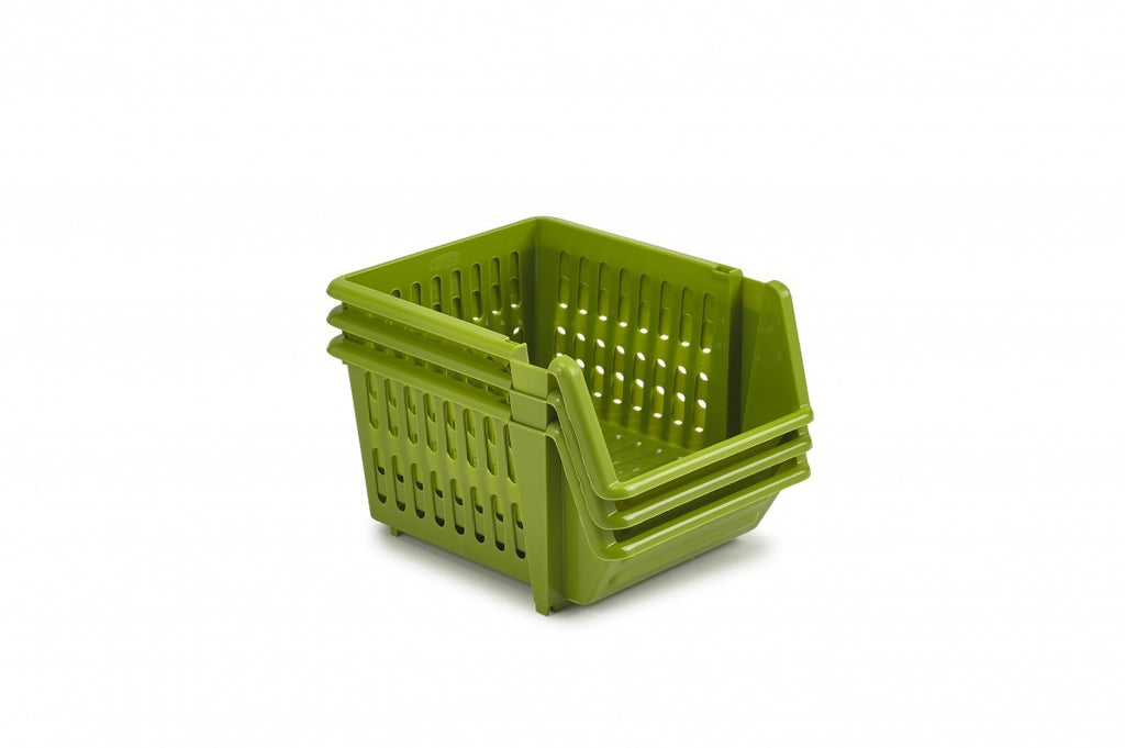 Image - Whitefurze Stacking Basket, 3 Tier, 18cm, Lime Green