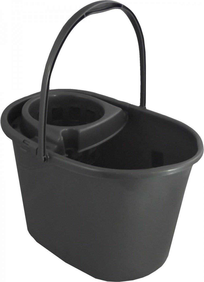 Image - Whitefurze Deluxe Mop Bucket, 15L, Silver