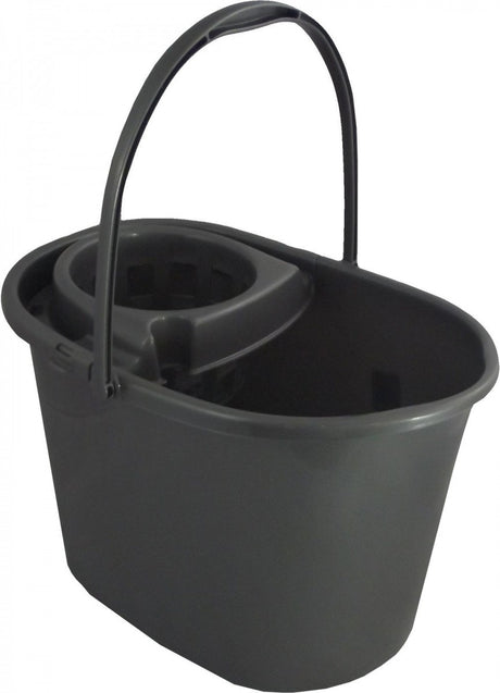 Image - Whitefurze Deluxe Mop Bucket, 15L, Silver