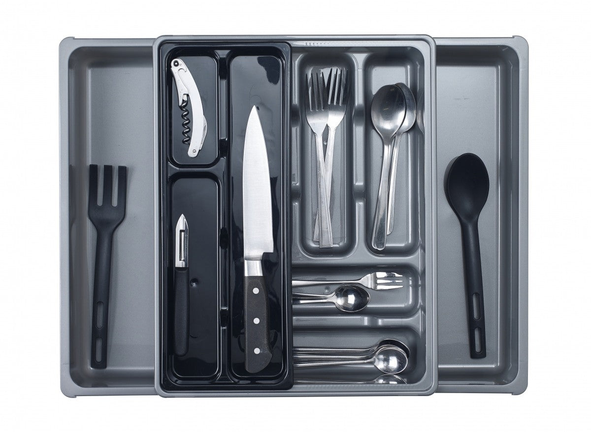Image - Whitefurze Adjustable Drawer Organiser, 31cm, Grey