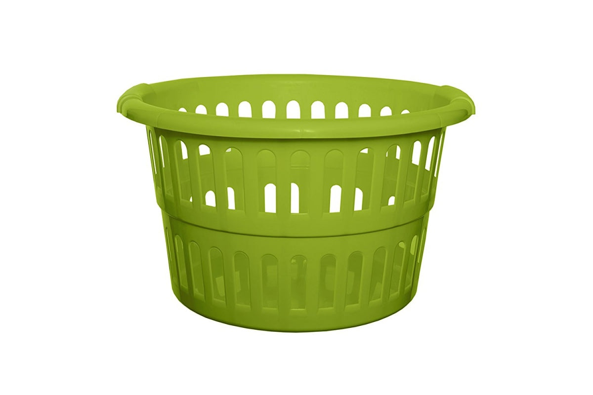 Image - Whitefurze Round Laundry Basket, 48 cm, Apple Green