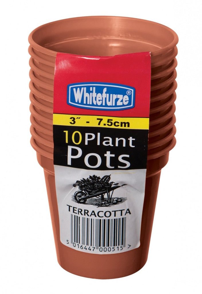 Image - Whitefurze Basic Garden 10 Plant Pots, 7.5cm, Terracotta