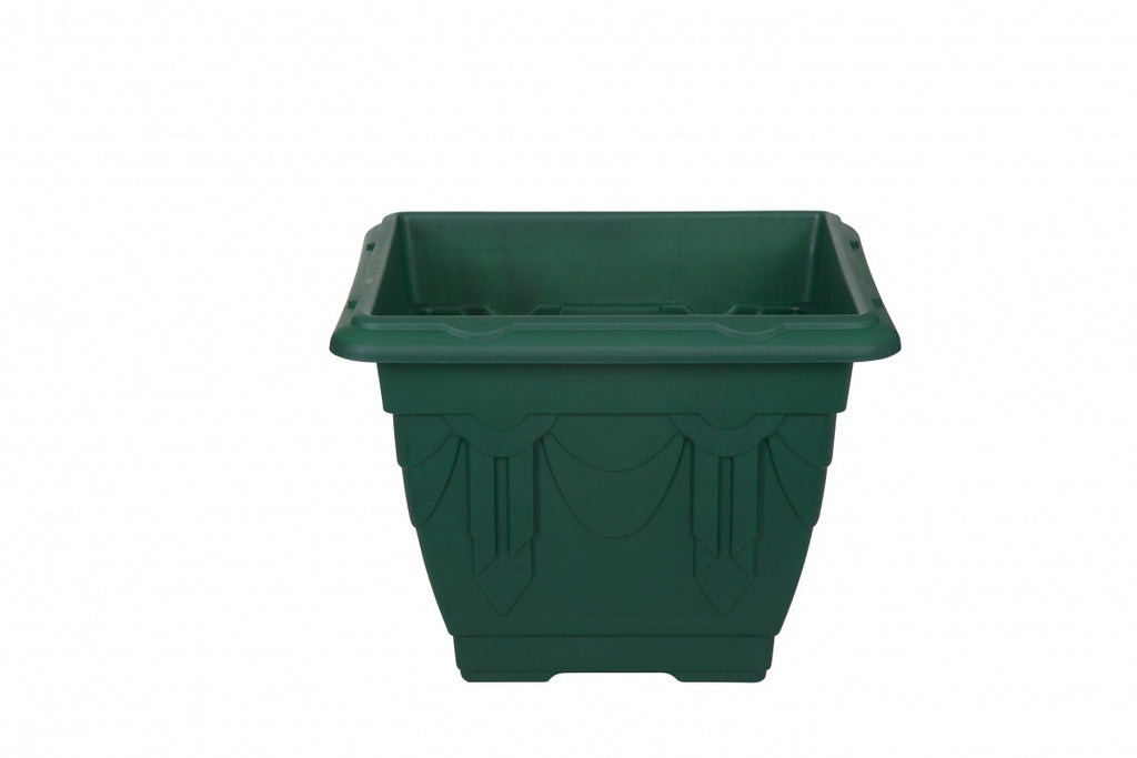 Image - Whitefurze Venetian Square Planter, 22cm, Forest Green